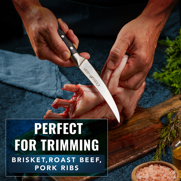 Product image 6 of 7: Chef trimming brisket with sharp kitchen knife, ideal for roast beef and pork ribs