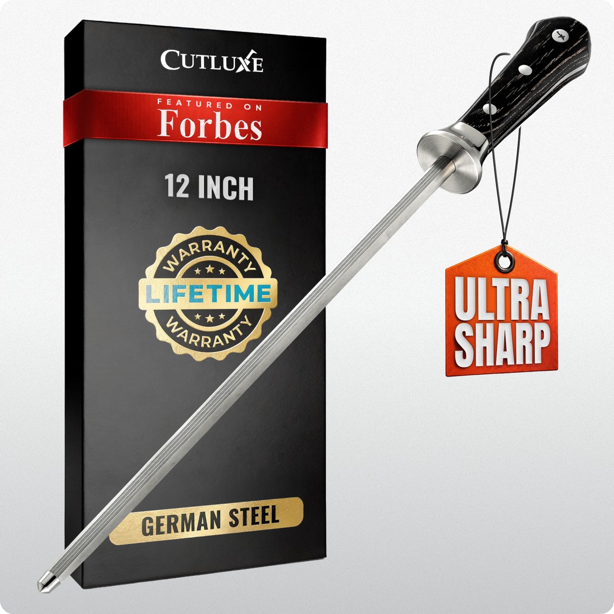 Product image 8 of 8: 12-inch German steel kitchen knife with ultra-sharp edge, lifetime warranty, featured on Forbes