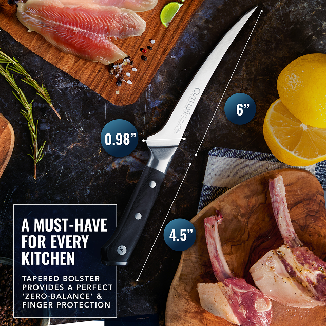 Product image 3 of 6: 6-inch boning knife with tapered bolster for precise meat and fish cutting, ideal for home kitchens