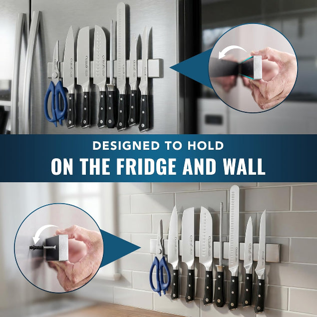 Product image 2 of 9: Magnetic knife holder for fridge and wall, securely holding kitchen knives and scissors