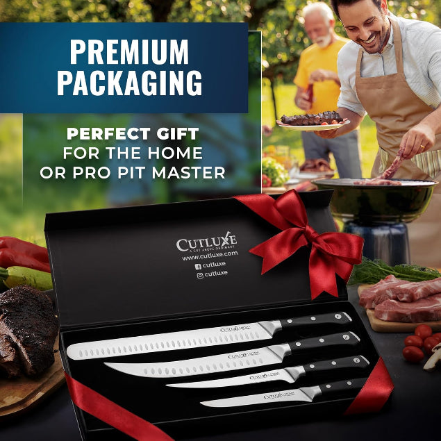 Product image 9 of 12: Premium kitchen knife set in gift box with red ribbon, ideal for home cooks and chefs