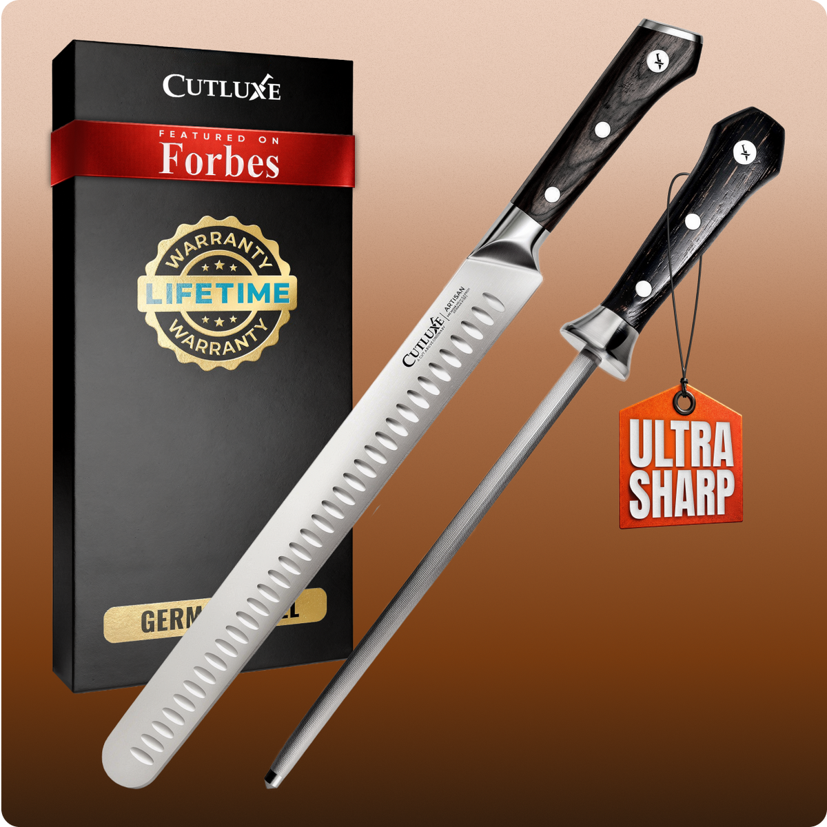 Product image 1 of 5: Ultra sharp kitchen knives with lifetime warranty, featured on Forbes, perfect for home cooks and chefs