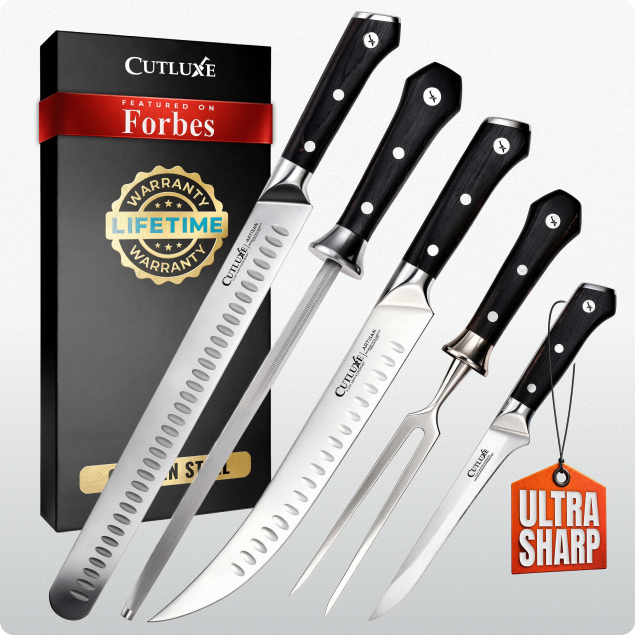Ultimate BBQ & Carving Knife Set 5-Piece – Brisket, Cimeter