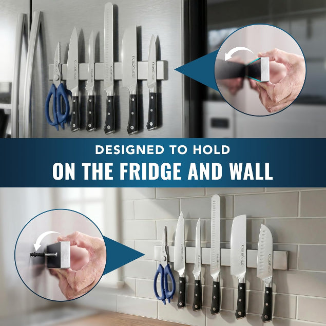 Product image 2 of 10: Magnetic knife holder for fridge and wall, securely holding kitchen knives and scissors in modern kitchen