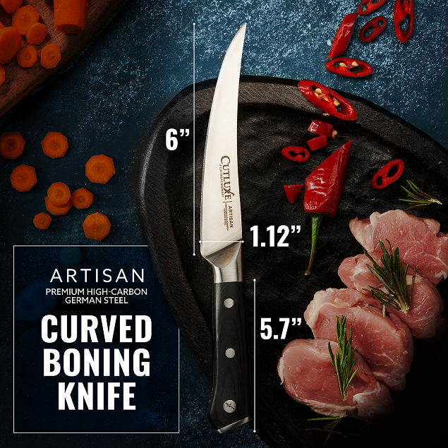 Ultra sharp artisan kitchen knife with lifetime warranty, featured on Forbes, German steel