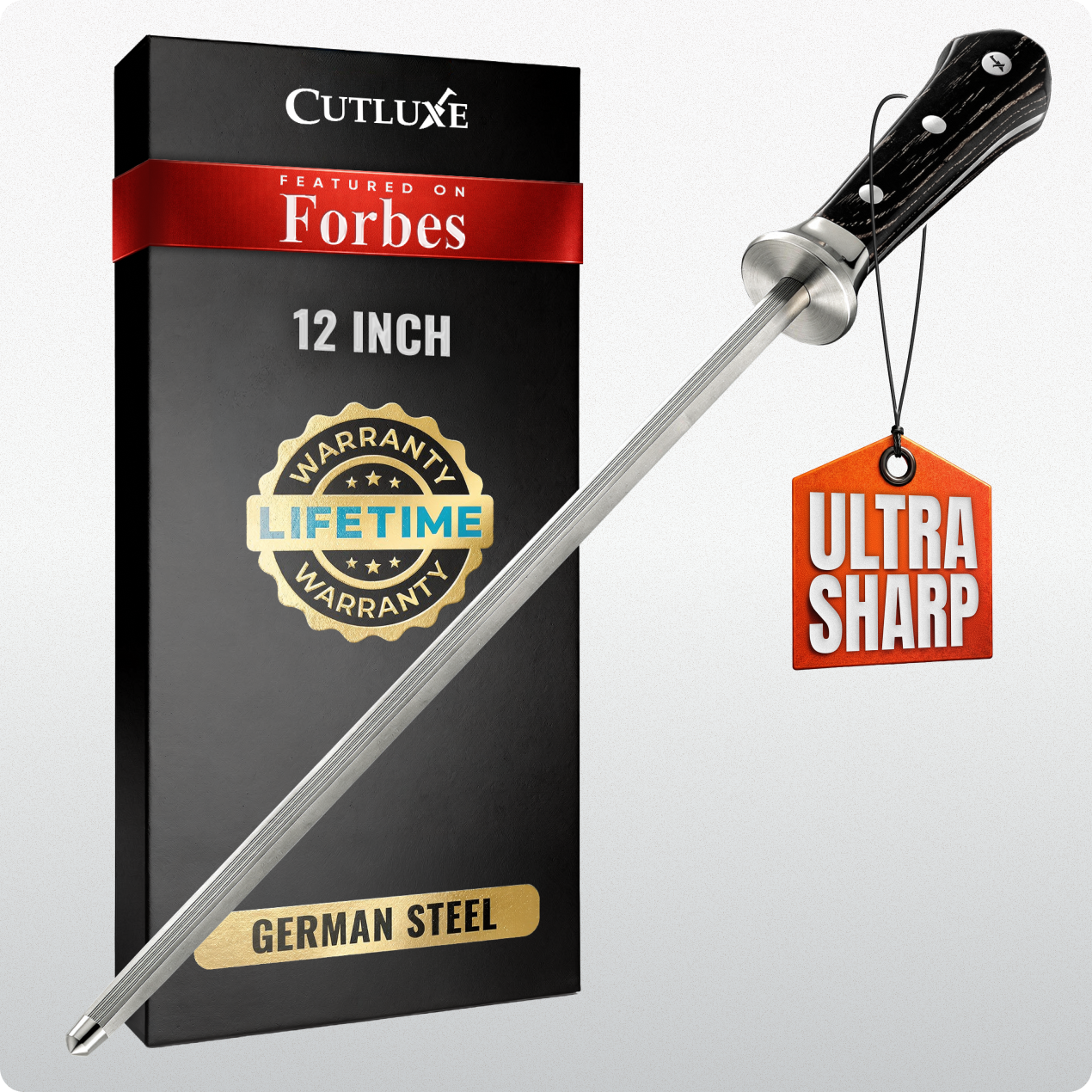 Product image 8 of 8: 12-inch German steel kitchen knife with ultra-sharp edge, lifetime warranty, featured on Forbes