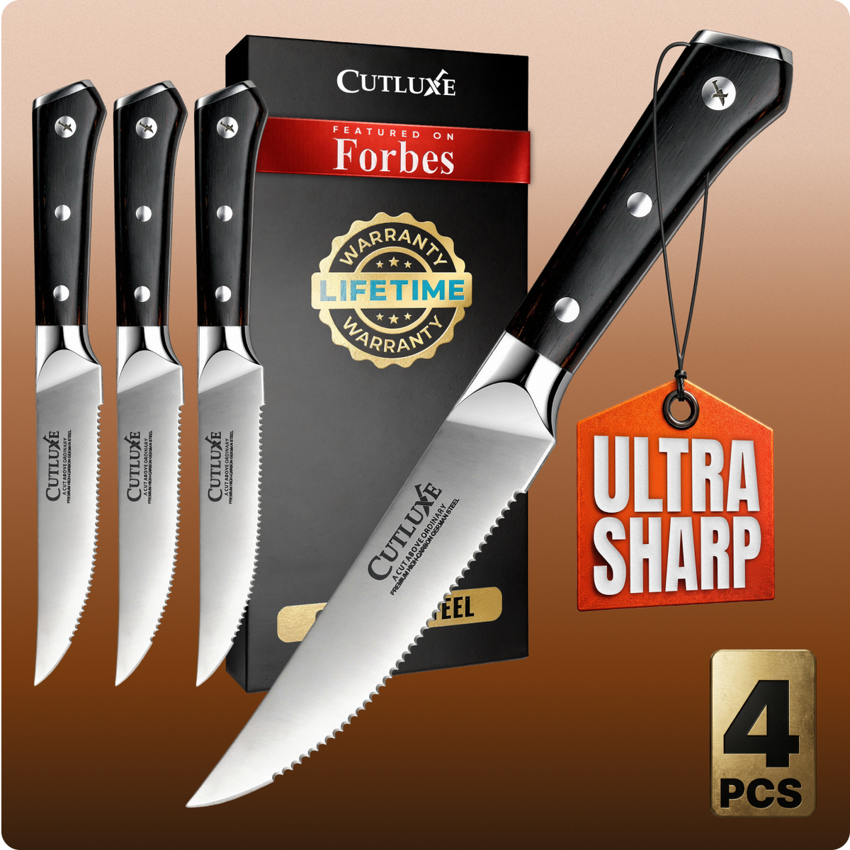 4 Serrated Edge Steak Knives