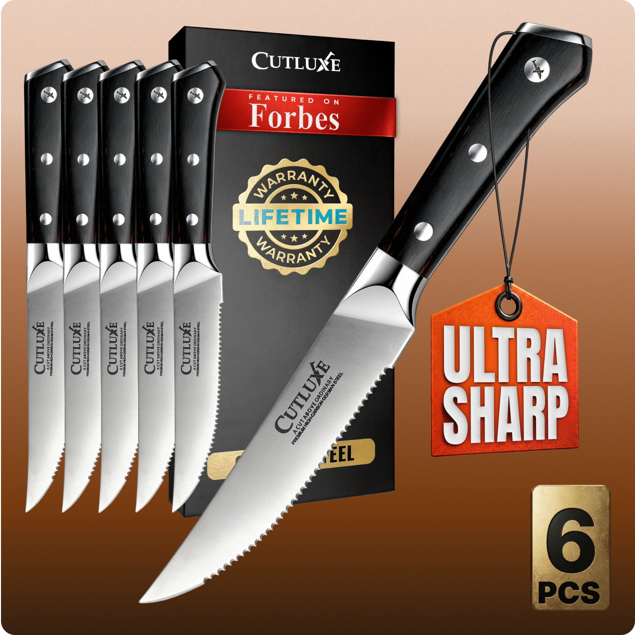 6 Serrated Steak Knives
