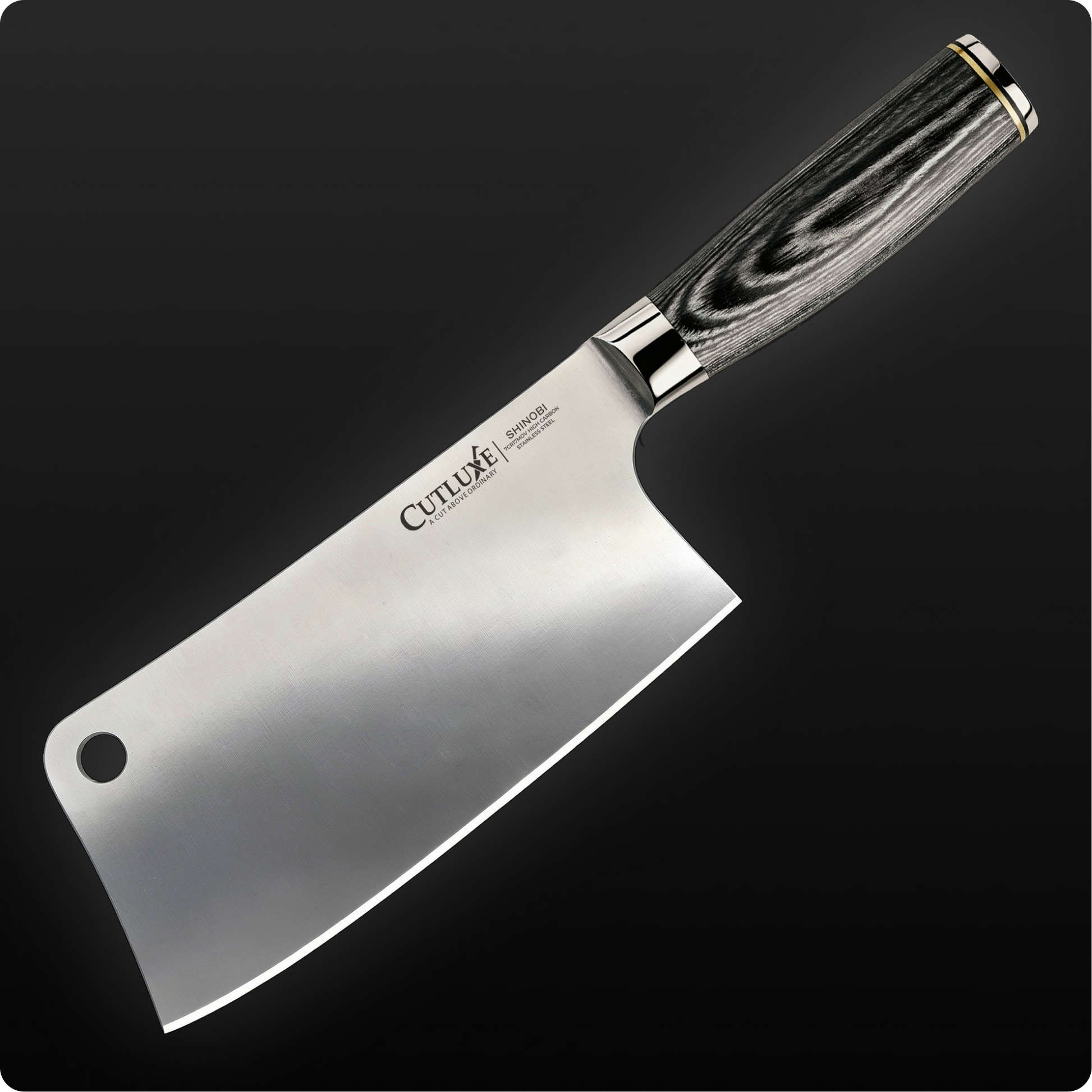 Product image 1 of 18: High carbon stainless steel cleaver knife with ergonomic wood grain handle for professional kitchen use