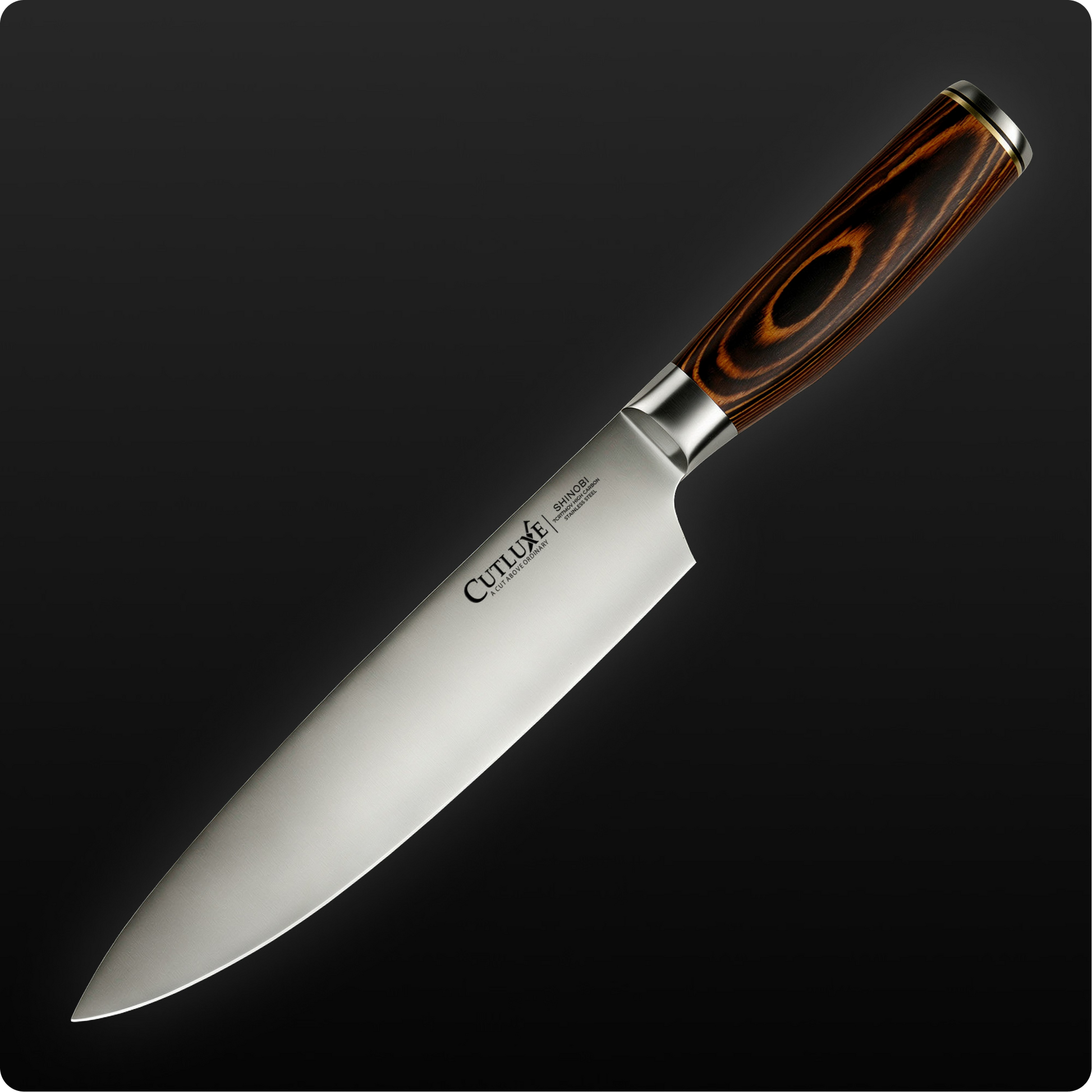 Product image 9 of 17: Premium kitchen knife with wooden handle and stainless steel blade, ideal for home cooks and chefs