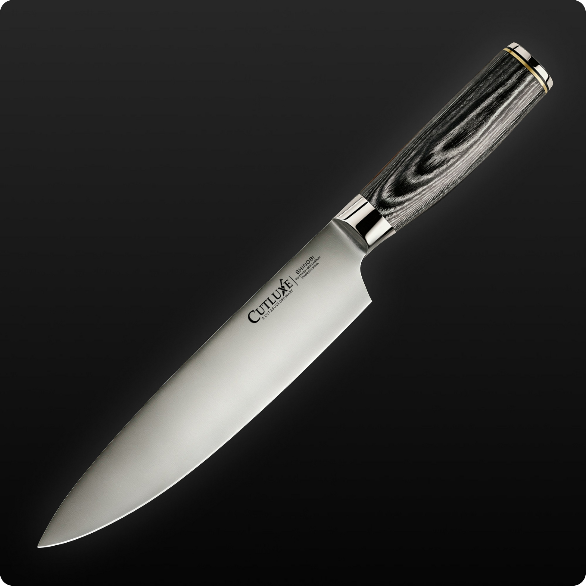 Product image 17 of 17: Premium kitchen knife with sleek stainless steel blade and ergonomic black wood handle