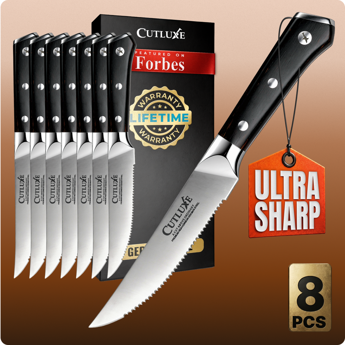 8 Serrated Edge Steak Knives