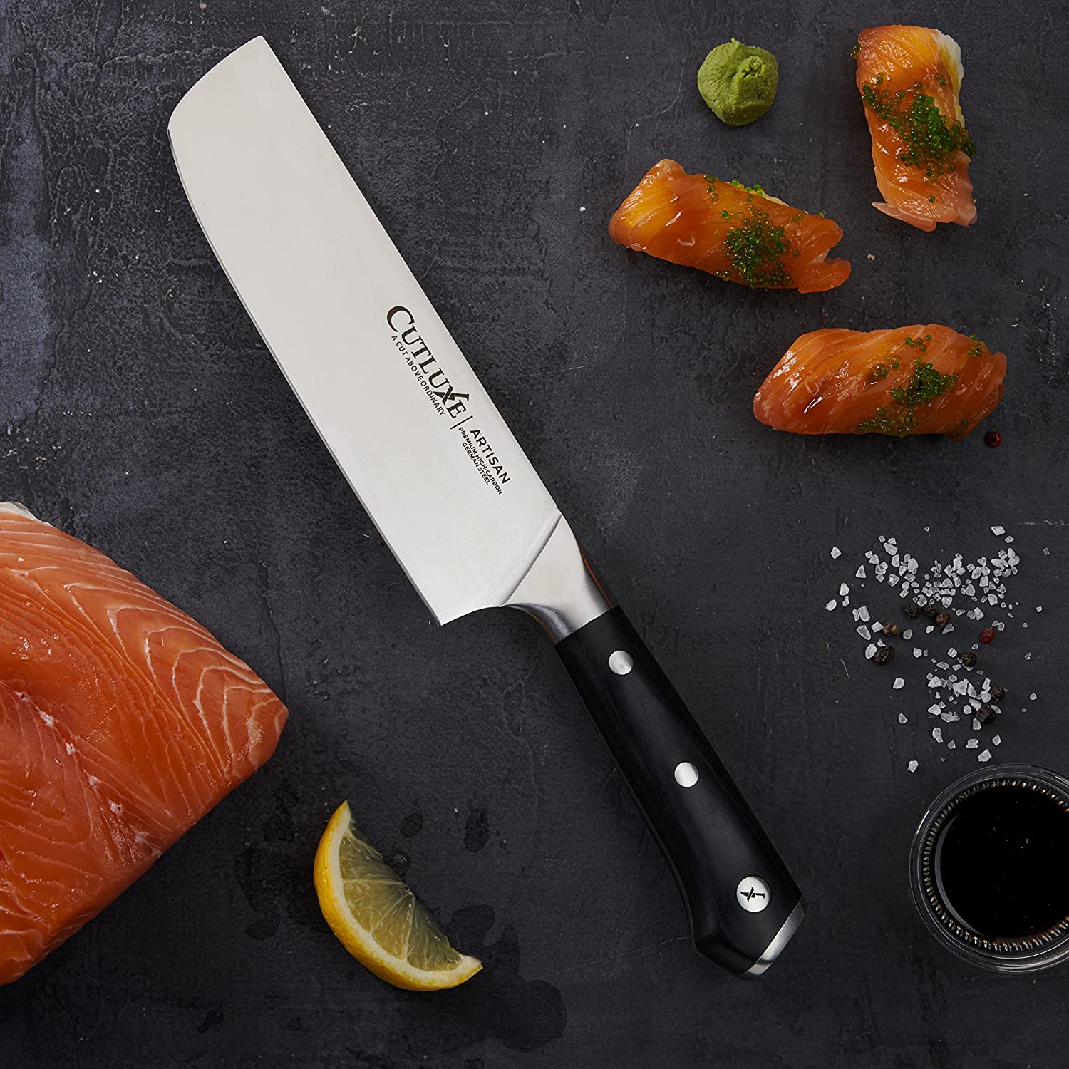 Cutluxe Nakiri Knife – 7 Japanese Knife, Vegetable Chef Knife for Chopping, Dicing & Slicing – Razor Sharp & Full Tang – Ergonomic Handle Design –