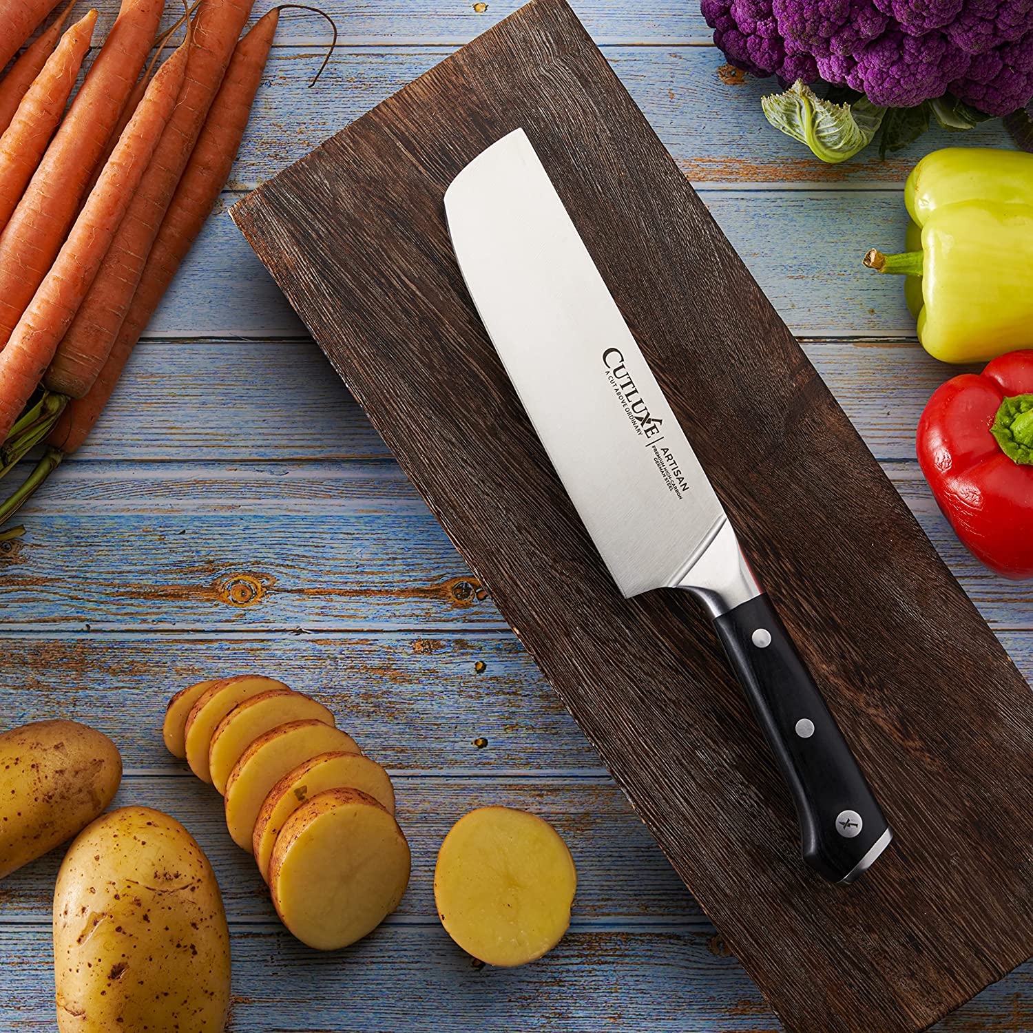 Cutluxe Nakiri Knife – 7 Japanese Knife, Vegetable Chef Knife for Chopping, Dicing & Slicing – Razor Sharp & Full Tang – Ergonomic Handle Design –
