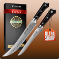 Ultra sharp Cutluxe kitchen knives with lifetime warranty, featured on Forbes, ideal for home cooks and chefs