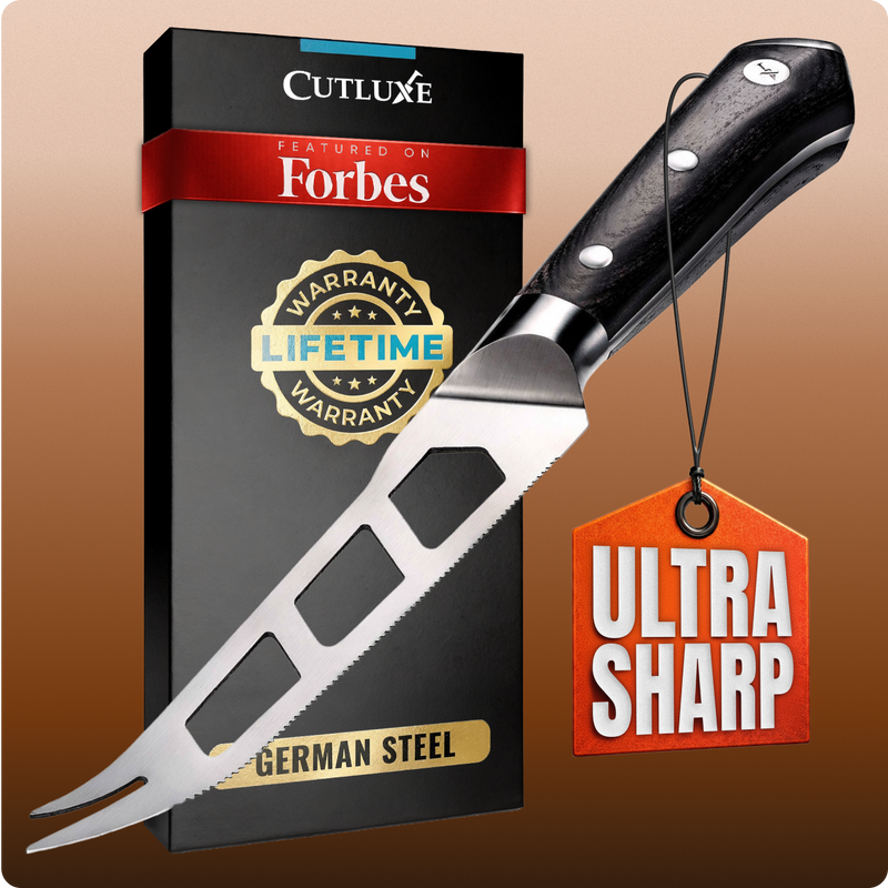 Ultra sharp German steel kitchen knife with lifetime warranty, featured on Forbes
