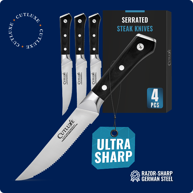 Serrated Edge Steak Knives Set 4-Piece