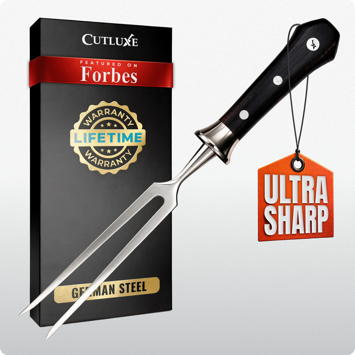 Product image 2 of 2: Ultra sharp German steel carving fork with lifetime warranty, featured on Forbes