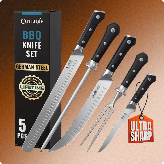 Ultimate BBQ & Carving Knife Set 5-Piece – Brisket, Cimeter