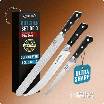 Butcher Knife Set 3-Piece | Brisket, Cimeter, Boning Knife
