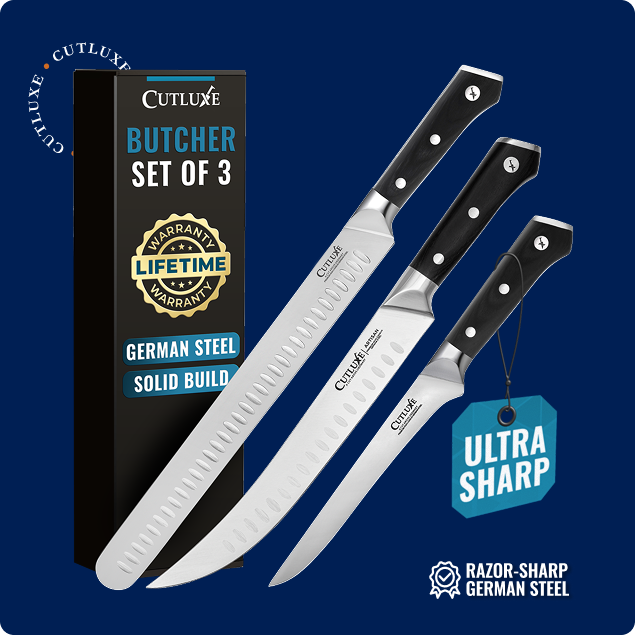 Butcher Knife Set 3-Piece | Brisket, Cimeter, Boning Knife