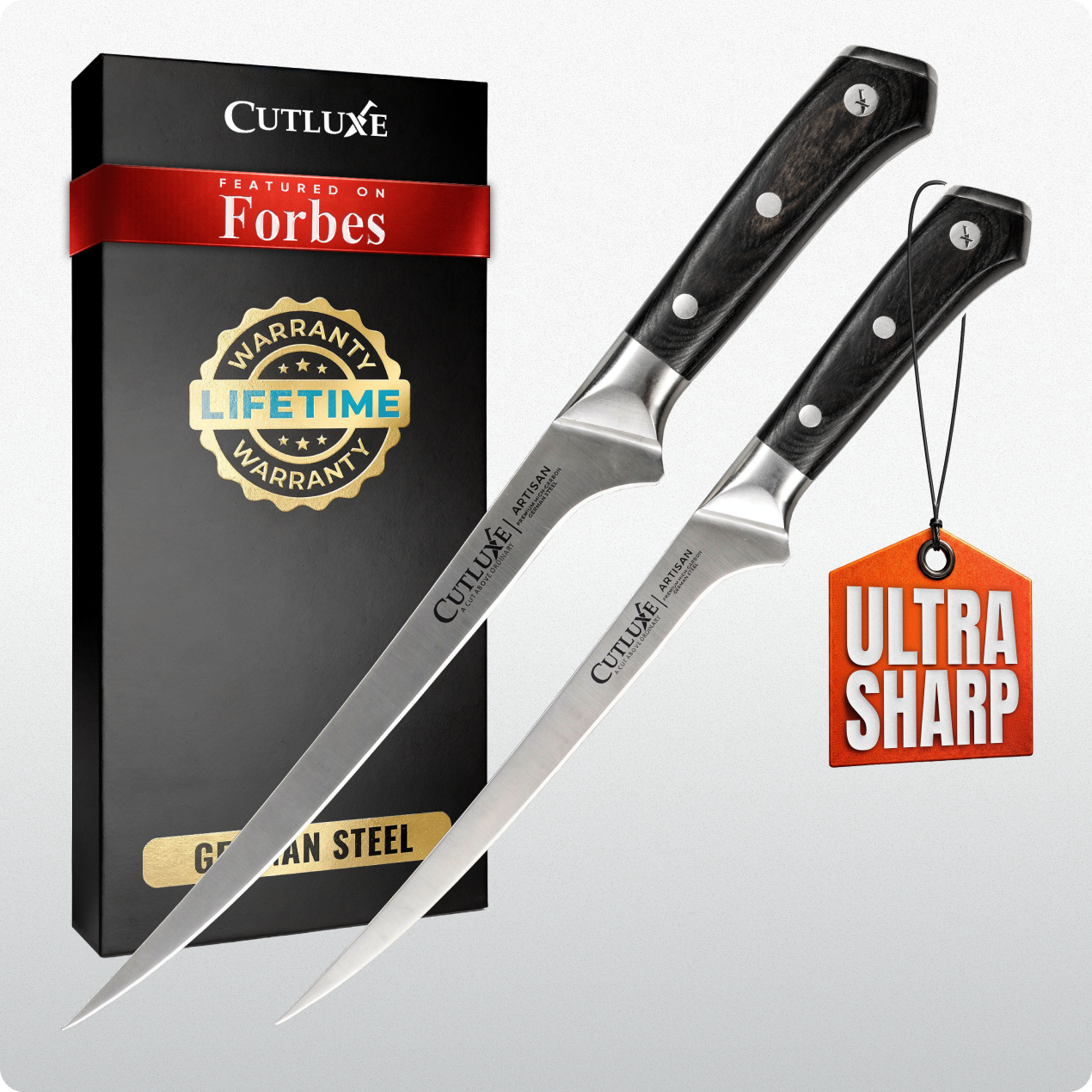 Product image 7 of 7: Ultra sharp artisan kitchen knives with lifetime warranty, German steel, featured on Forbes