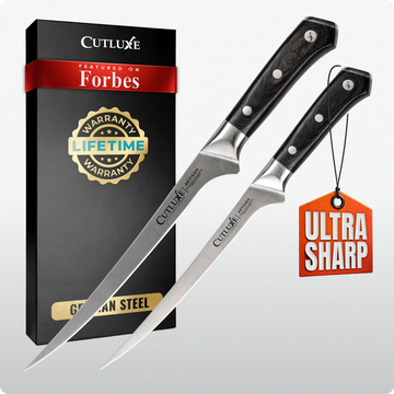 Ultra sharp artisan kitchen knives with lifetime warranty, German steel, featured on Forbes