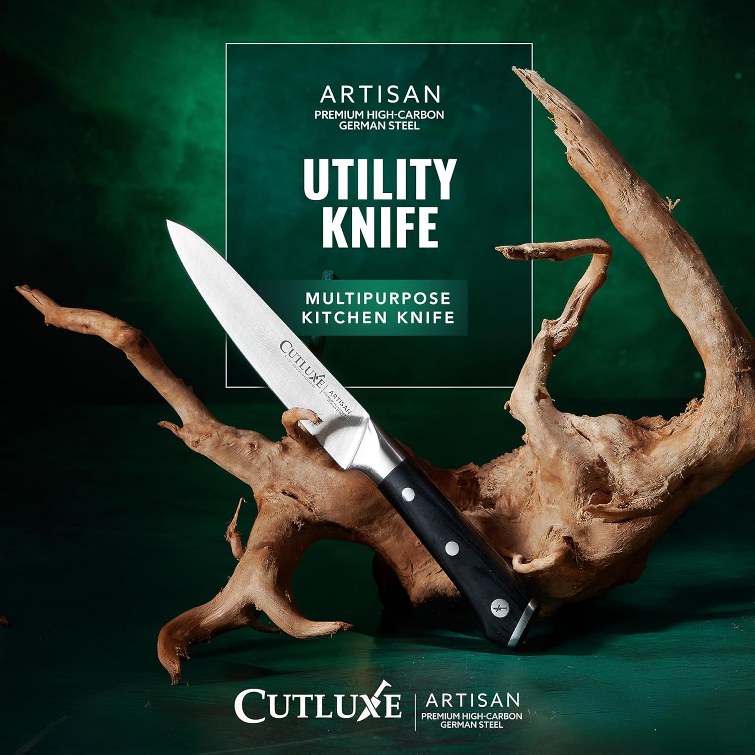Product image 4 of 8: Artisan utility knife with premium high-carbon German steel, multipurpose kitchen tool