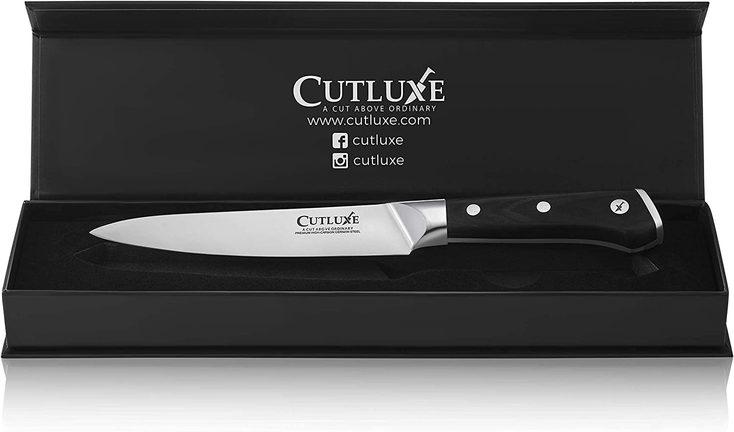 Cutluxe Utility Knife - 5.5 inch Kitchen Petty Knife - High Carbon German Steel - Artisan Series