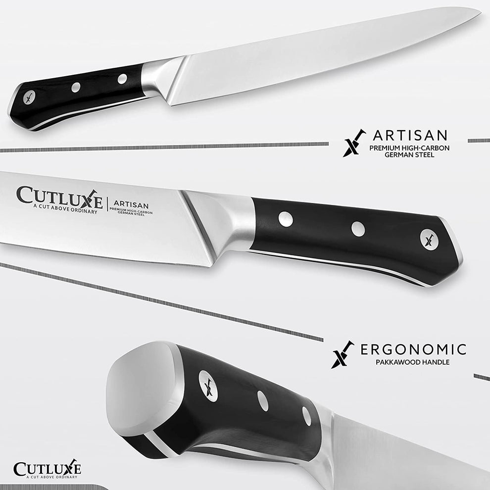 CUTLUXE 9" Meat Carving Knife, Turkey Carving Knife Artisan Series Cutluxe