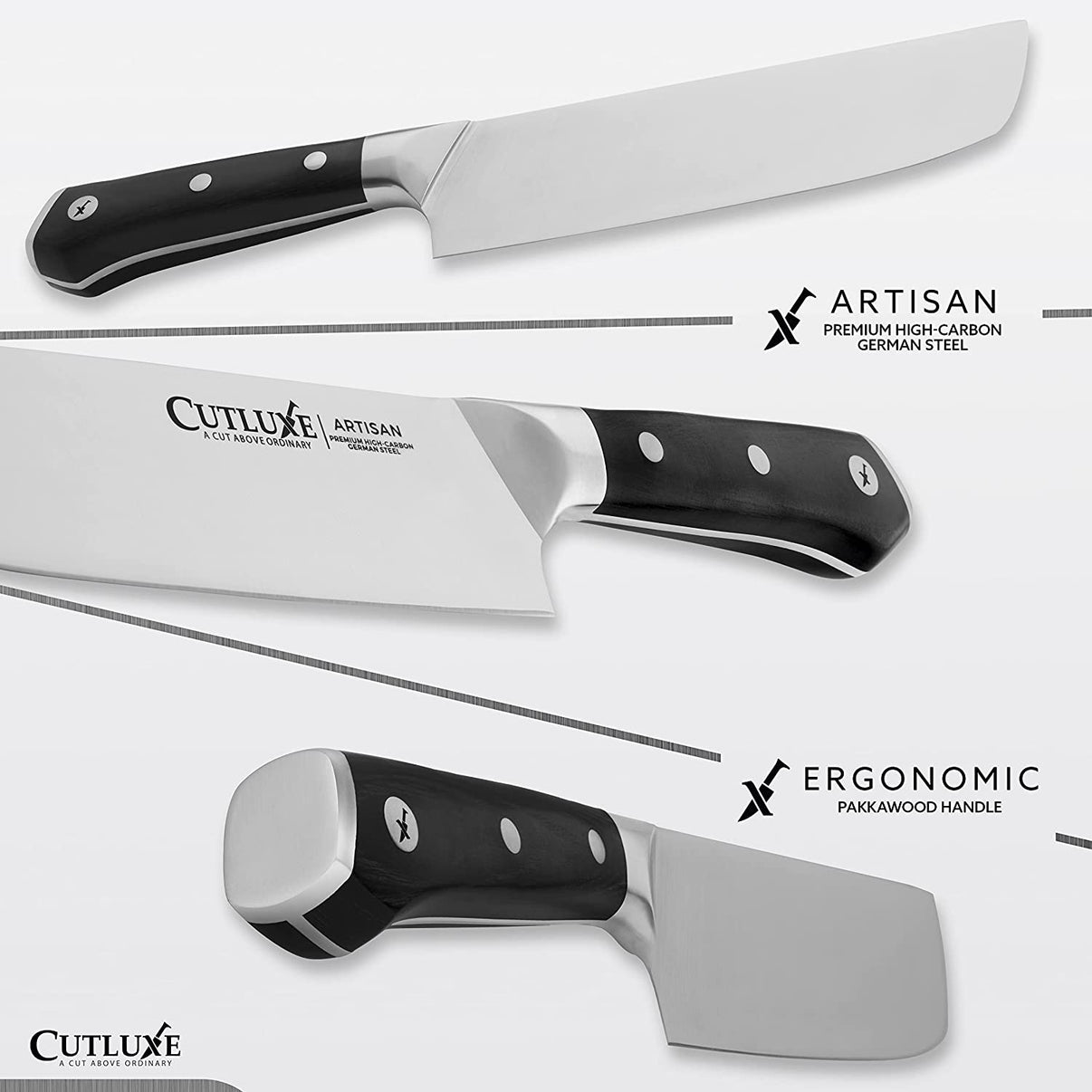 CUTLUXE 7" Nakiri Knife, Japanese Chef Knife Artisan Series Cutluxe