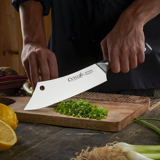 CUTLUXE Chef & Cleaver Hybrid Knife, 8" Kitchen Knife Artisan Series