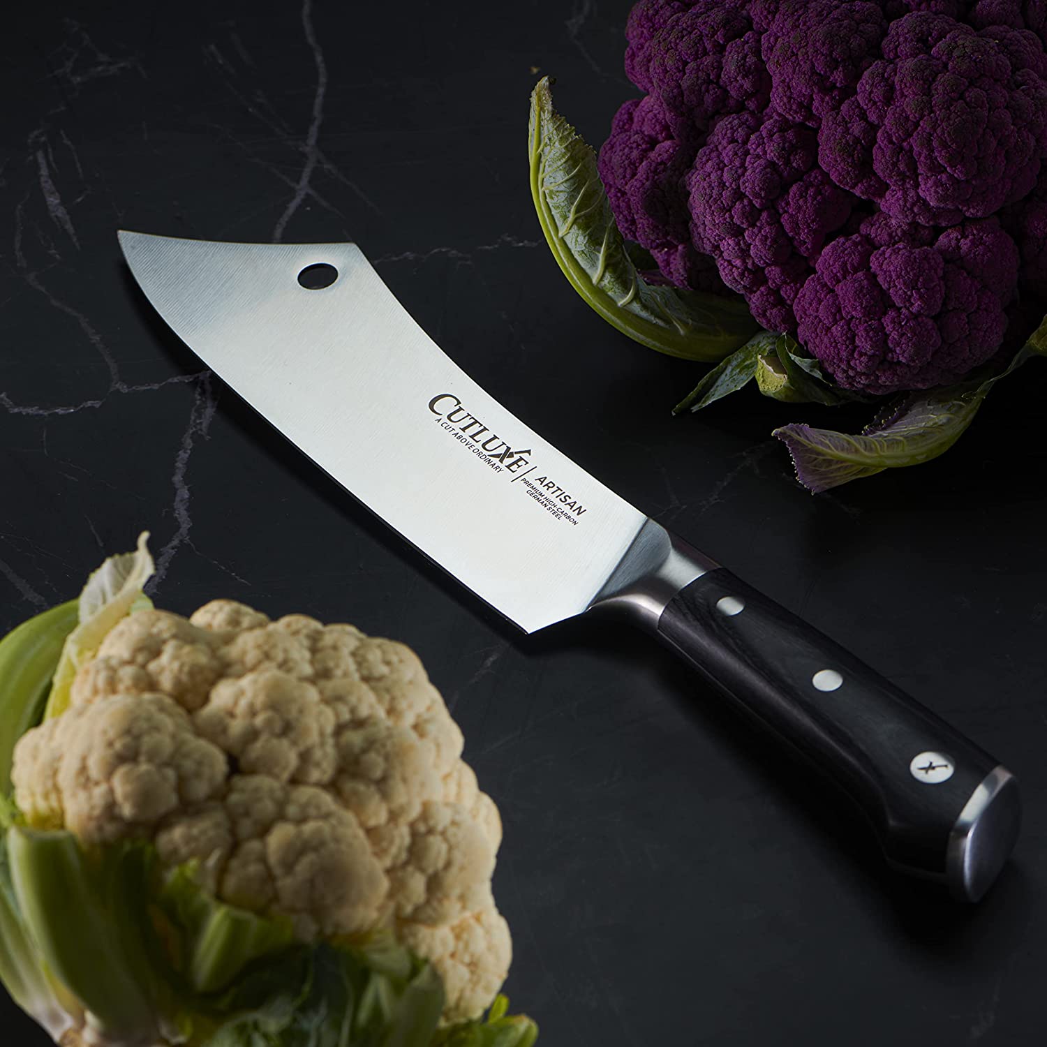 Cutluxe Chef & Cleaver Hybrid Knife - 8 Razor Sharp Kitchen Knife – Full Tang & Ergonomic Handle Design – Artisan Series