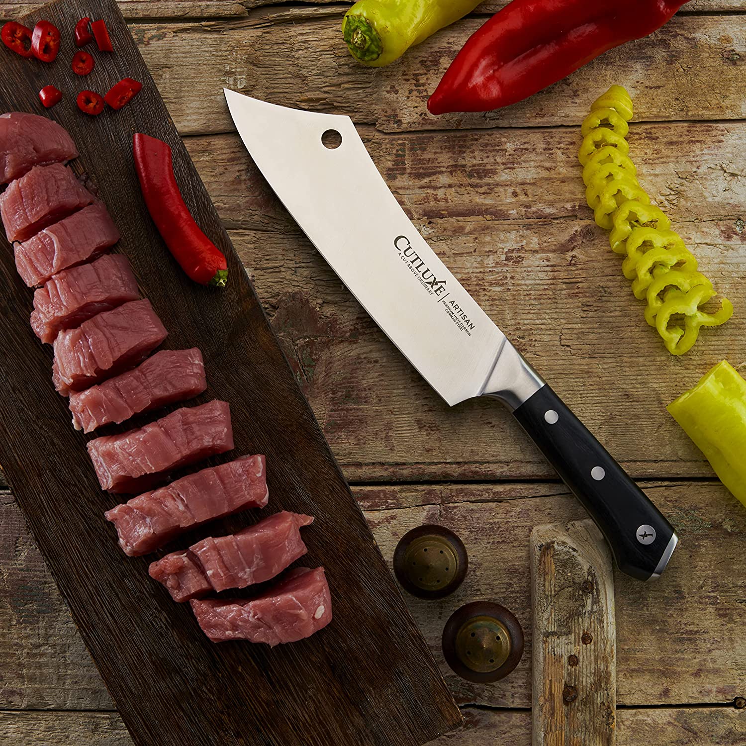 Cutluxe Chef & Cleaver Hybrid Knife - 8 Razor Sharp Kitchen Knife – Full Tang & Ergonomic Handle Design – Artisan Series