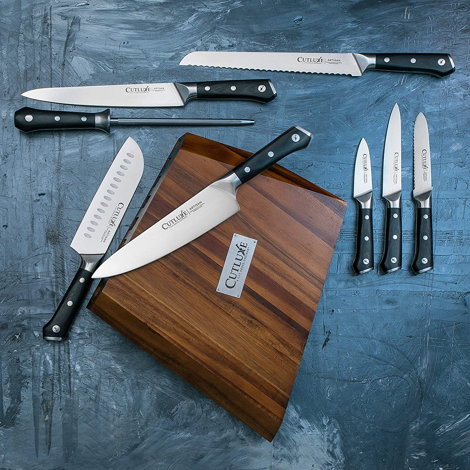 Kitchen Knife Set With Block: 8 Piece German 1.4116 High-Carbon